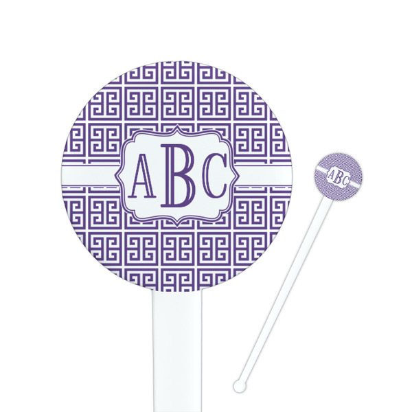 Custom Greek Key Round Plastic Stir Sticks (Personalized)