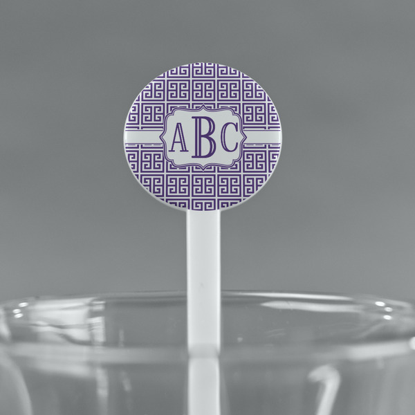 Greek Key White Plastic 7" Stir Stick - Round - Main