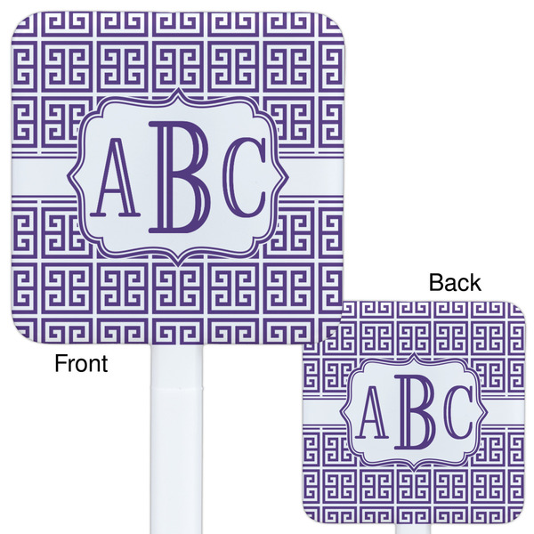 Greek Key White Plastic Stir Stick - Double Sided - Approval
