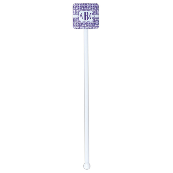 Greek Key White Plastic Stir Stick - Double Sided - Square - Single Stick