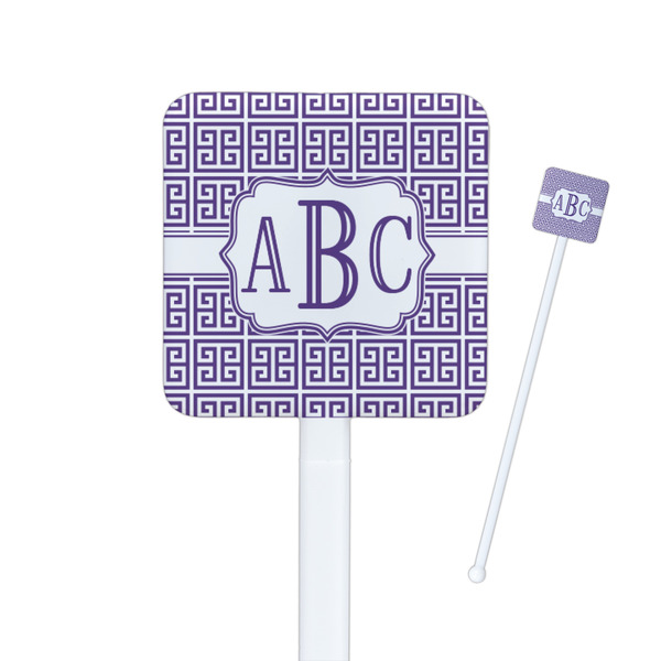 Custom Greek Key Square Plastic Stir Sticks (Personalized)