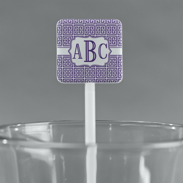 Greek Key White Plastic Stir Stick - Square - Main