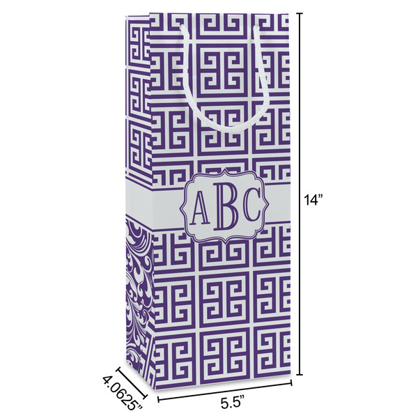 Greek Key Wine Gift Bag - Dimensions