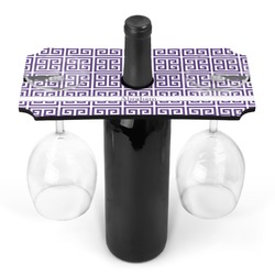 Greek Key Wine Bottle & Glass Holder (Personalized)