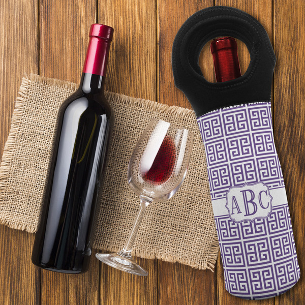 Greek Key Wine Tote Bag - FLATLAY