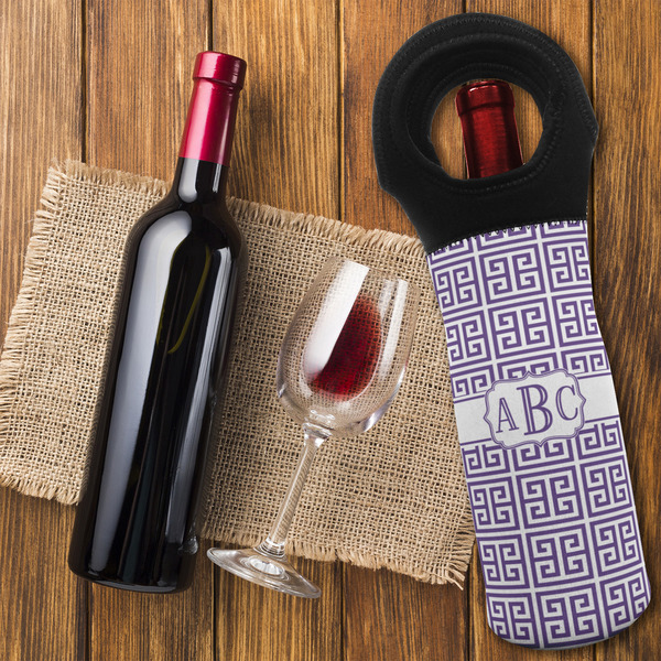 Greek Key Wine Tote Bag - FLATLAY