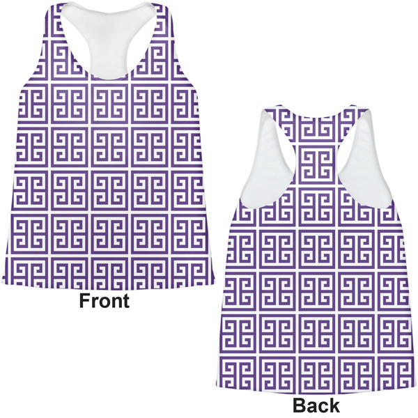 Greek Key Womens Racerback Tank Tops - Medium - Front and Back