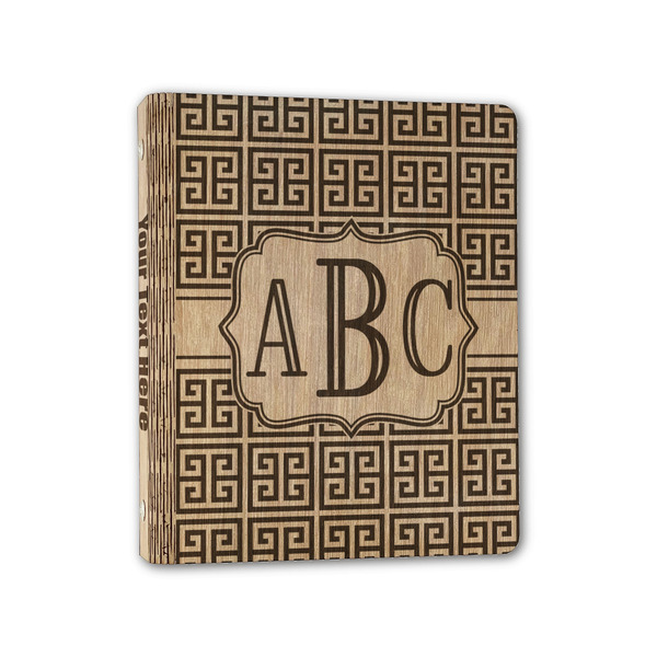 Custom Greek Key Wood 3-Ring Binder - 1" Half-Letter Size (Personalized)