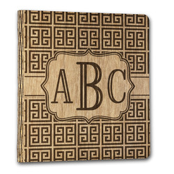 Greek Key Wood 3-Ring Binder - 1" Letter Size (Personalized)
