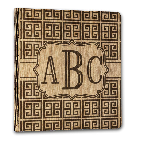 Custom Greek Key Wood 3-Ring Binder - 1" Letter Size (Personalized)