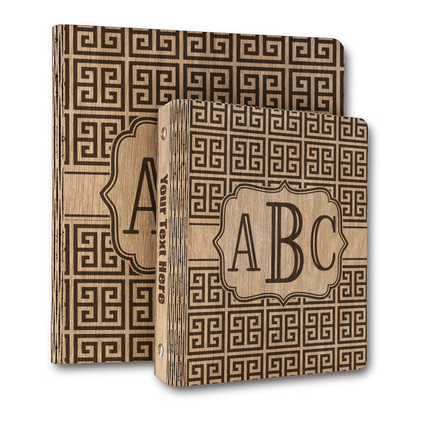 Custom Greek Key Wood 3-Ring Binder (Personalized)