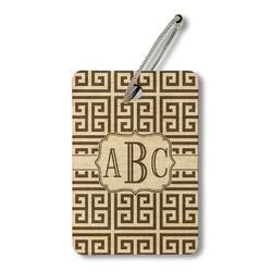 Greek Key Wood Luggage Tag - Rectangle (Personalized)