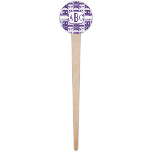 Greek Key Wooden 4" Food Pick - Round - Single Pick