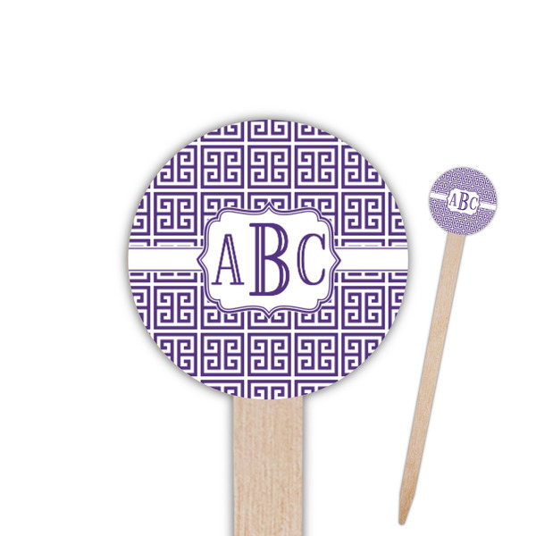 Custom Greek Key Round Wooden Food Picks (Personalized)