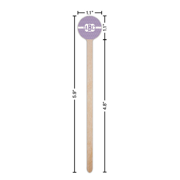 Greek Key Wooden 6" Stir Stick - Round - Dimensions