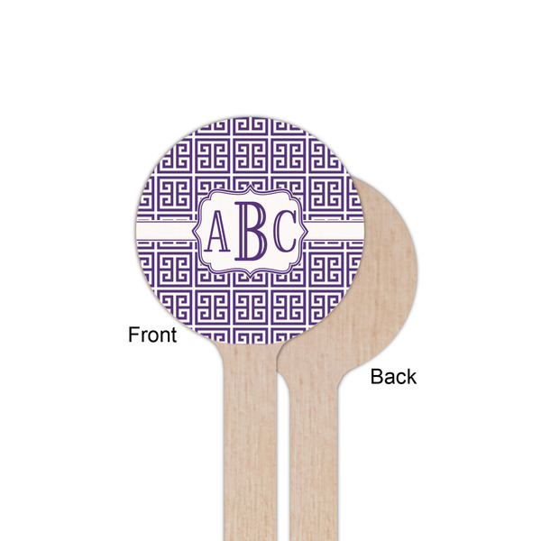 Greek Key Wooden 6" Stir Stick - Round - Single Sided - Front & Back