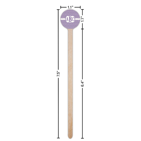 Greek Key Wooden 7.5" Stir Stick - Round - Dimensions