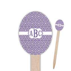 Greek Key Oval Wooden Food Picks (Personalized)
