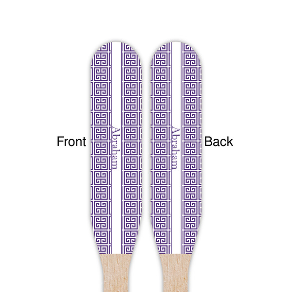 Greek Key Wooden Food Pick - Paddle - Double Sided - Front & Back