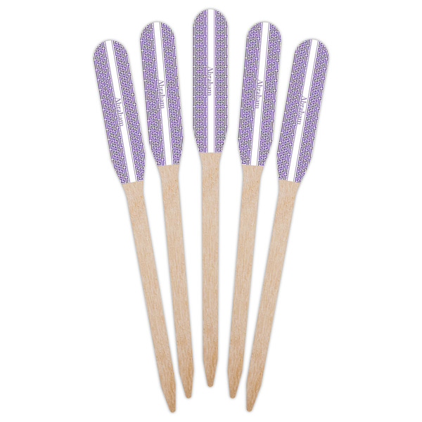 Greek Key Wooden Food Pick - Paddle - Fan View