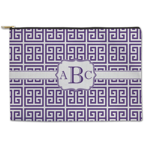 Custom Greek Key Zipper Pouch - Large - 12.5"x8.5" (Personalized)