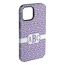 Greek Key iPhone Case - Rubber Lined - iPhone 15 Plus (Personalized)
