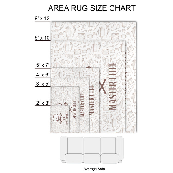 Master Chef 2'x3' Indoor Area Rugs - Size Chart