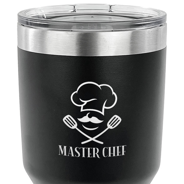 Master Chef 30 oz Stainless Steel Ringneck Tumbler - Black - CLOSE UP