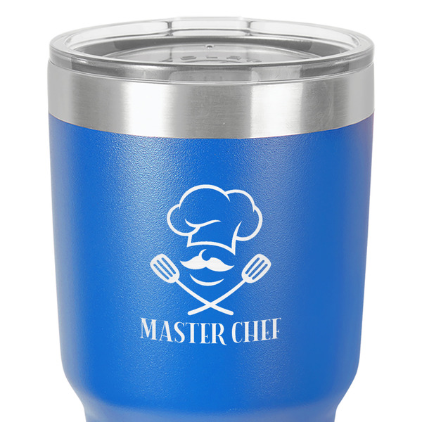 Master Chef 30 oz Stainless Steel Ringneck Tumbler - Blue - Close Up