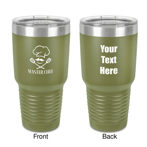 Custom Master Chef 30 oz Stainless Steel Tumbler - Olive - Double-Sided (Personalized)
