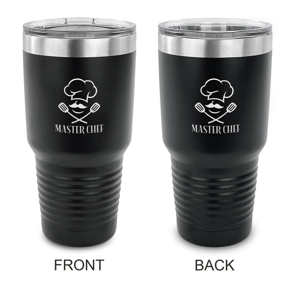 Custom Master Chef 30 oz Stainless Steel Tumbler - Black - Double Sided (Personalized)