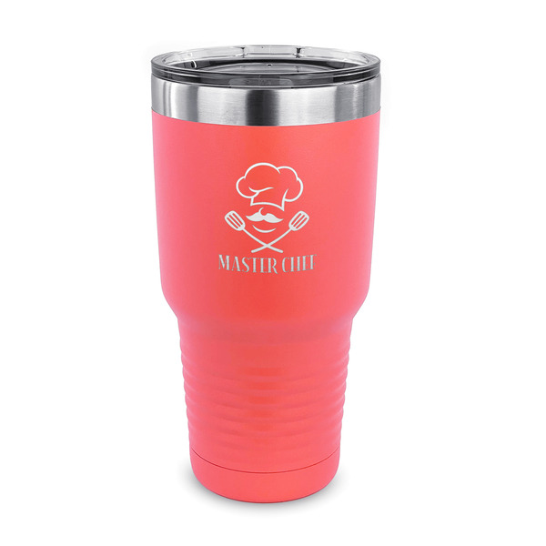 Custom Master Chef 30 oz Stainless Steel Tumbler - Coral - Single Sided (Personalized)