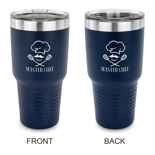 Custom Master Chef 30 oz Stainless Steel Tumbler - Navy - Double Sided (Personalized)