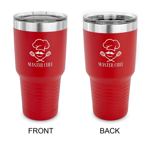 Custom Master Chef 30 oz Stainless Steel Tumbler - Red - Double Sided (Personalized)