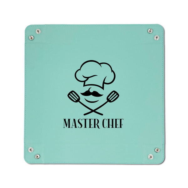 Master Chef 6" x 6" Teal Leatherette Snap Up Tray - APPROVAL