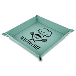 Master Chef 9" x 9" Teal Faux Leather Valet Tray (Personalized)