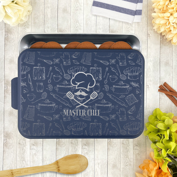 Master Chef Aluminum Baking Pan - Navy Lid - LIFESTYLE
