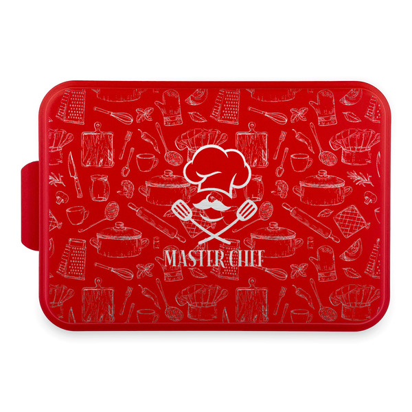 Custom Master Chef Aluminum Baking Pan with Red Lid (Personalized)