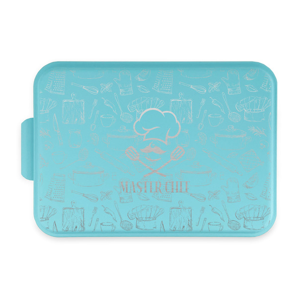 Custom Master Chef Aluminum Baking Pan with Teal Lid (Personalized)