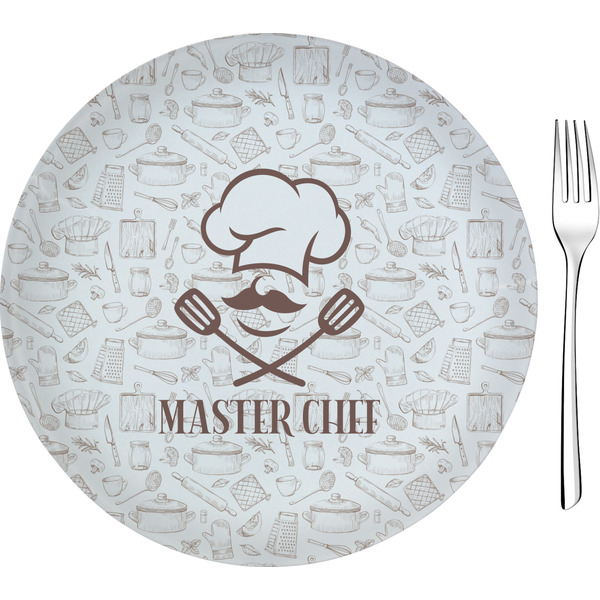 Custom Master Chef 8" Glass Appetizer / Dessert Plates - Single or Set (Personalized)
