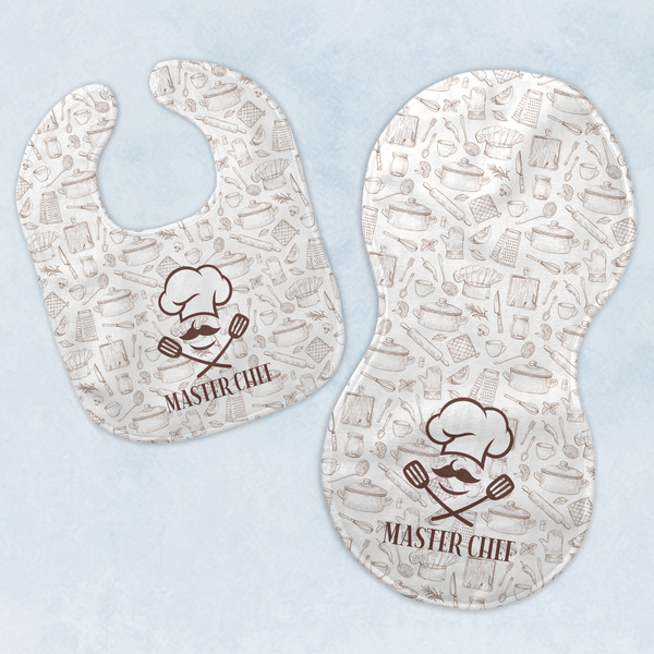 Custom Master Chef Baby Bib & Burp Set w/ Name or Text