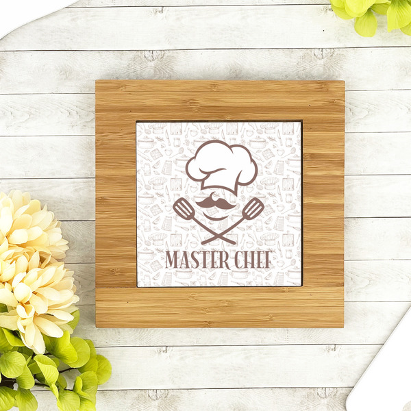 Master Chef Bamboo Trivet with 6" Tile - LIFESTYLE