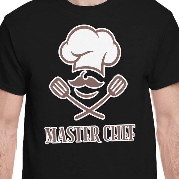 Master Chef Black Crew T-Shirt on Model - CloseUp