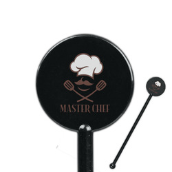 Master Chef 5.5" Round Plastic Stir Sticks - Black - Double Sided (Personalized)