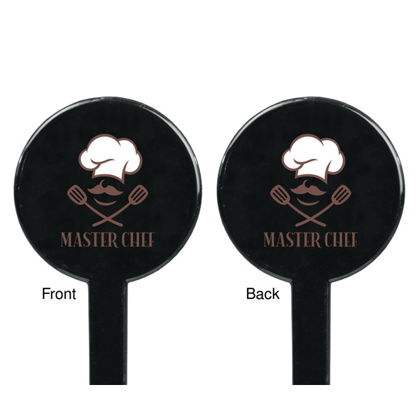 Master Chef Black Plastic 7" Stir Stick - Double Sided - Round - Front & Back