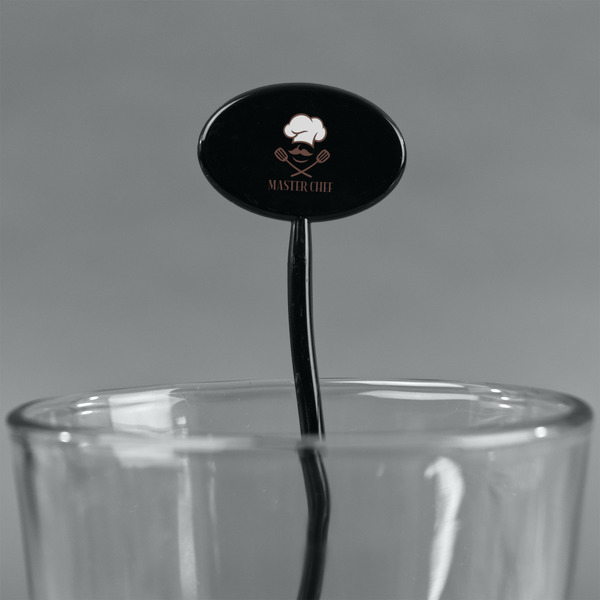 Master Chef Black Plastic 7" Stir Stick - Oval - Main