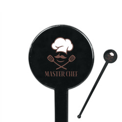 Master Chef 7" Round Plastic Stir Sticks - Black - Single Sided (Personalized)