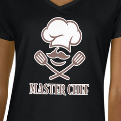 Master Chef Women's V-Neck T-Shirt - Black - Medium (Personalized)