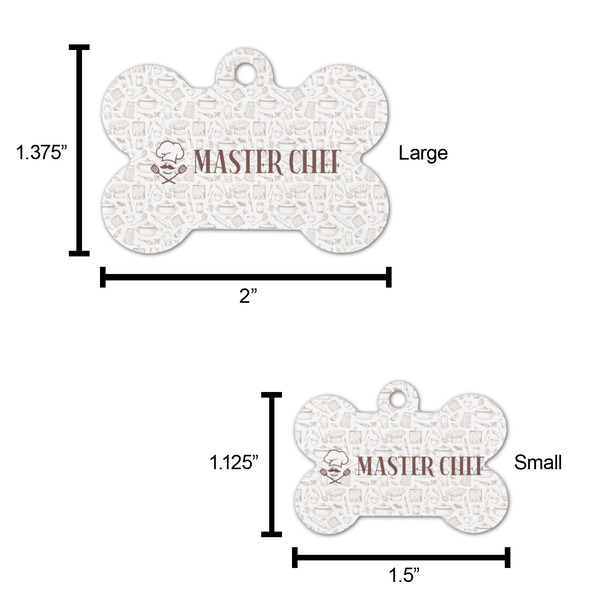 Master Chef Bone Shaped Dog ID Tag - Large - Scale