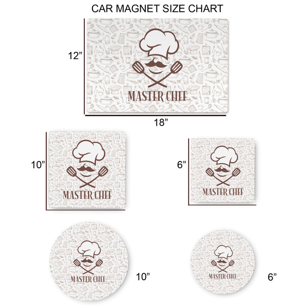 Master Chef Car Magnets - SIZE CHART